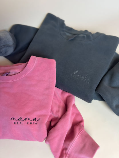 Mama | Dad + Est Date Sweatshirt